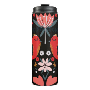 volkskunst schandalig kleurrijk patroon met flora thermosbeker