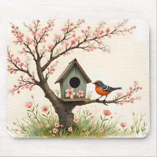 Volkskunst Vogel en Vogelhuis Muismat