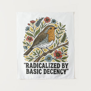 Volkskunst Vogel Illustratie voor Sociale Rechtvaa Wandkleed