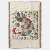 Volkskunstpatchworkhaan met bloemaccenten deken (Voorkant Verticaal)