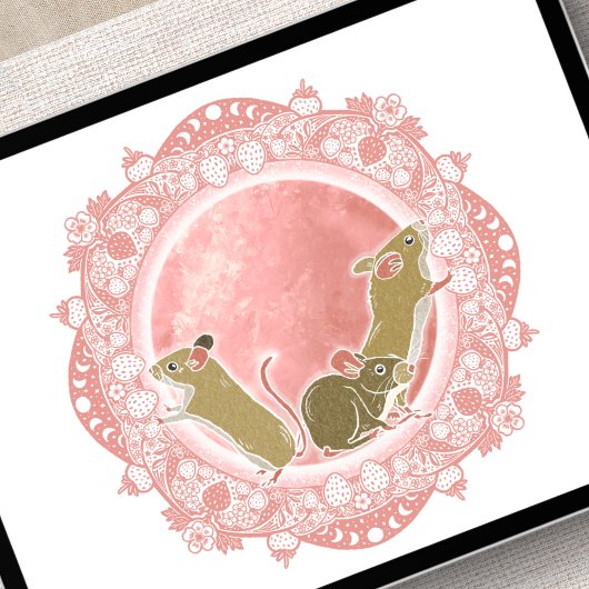 volle aardbeienmaan | June Moon Illustration Poster