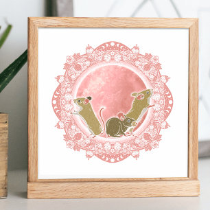 volle aardbeienmaan June Moon Illustration Poster