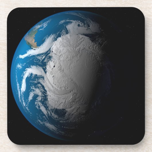 volle aarde met gesimuleerde wolken boven antarcti bier onderzetter (Voorkant)