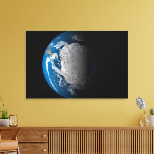 volle aarde met gesimuleerde wolken boven antarcti canvas afdruk (Insitu (Woonkamer))