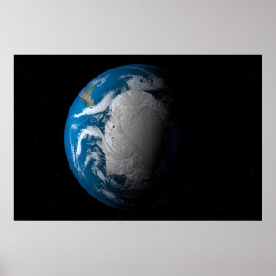 volle aarde met gesimuleerde wolken boven antarcti poster