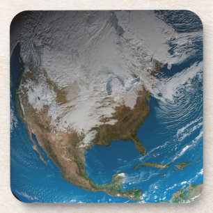 Volle Aarde met gesimuleerde wolken boven Noord-Am Bier Onderzetter