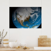 Volle Aarde met gesimuleerde wolken boven Noord-Am Poster (Keuken)