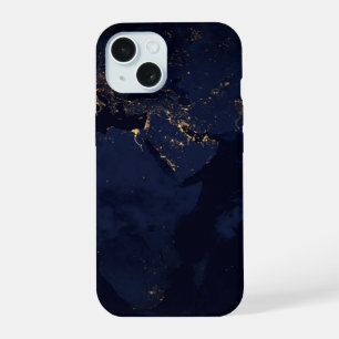 Volle aarde met stadslichten iPhone 15 hoesje