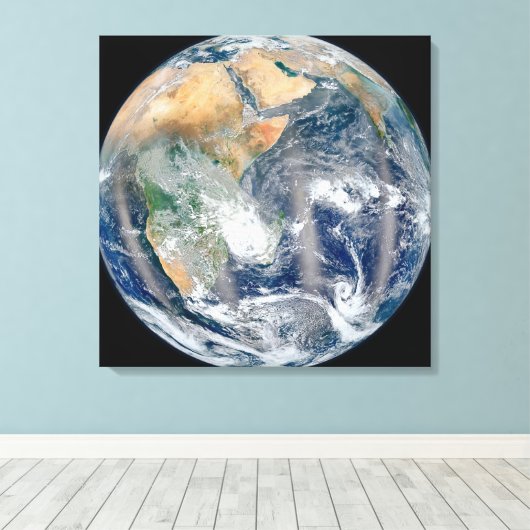 Volle aarde toont het oostelijk halfrond. canvas afdruk (Insitu (Houten vloer))