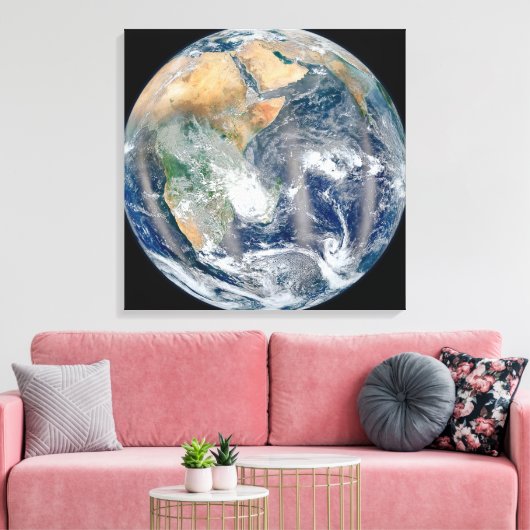 Volle aarde toont het oostelijk halfrond. canvas afdruk (Insitu (Woonkamer))