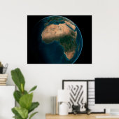 Volle aarde vanuit de ruimte boven het Afrikaanse  Poster (Thuiskantoor)