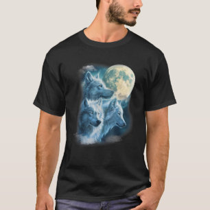 Volle Maan 3 Witte Wolf Wolven Mooie IJzige Dier T-shirt