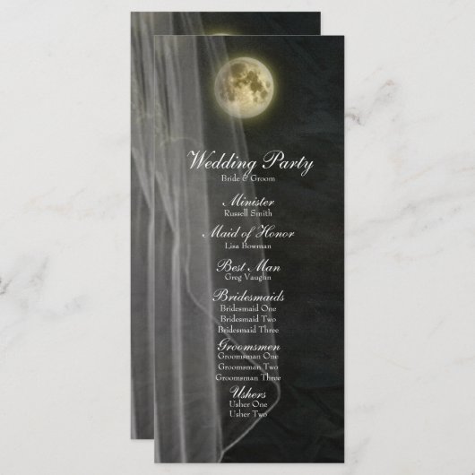 Volle Maan Black Night Veil Wedding Program Programma (Voorkant / Achterkant)