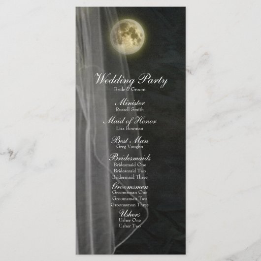 Volle Maan Black Night Veil Wedding Program Programma (Voorkant)