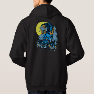 Volle Maan Blauwe Aziatische Kunst Draak Hoodie