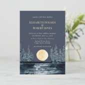 Volle Maan Bos en Lake bruiloft uitnodiging (Staand voorkant)