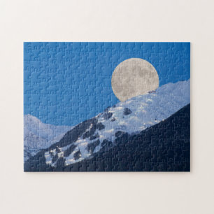Volle maan boven Alyeska Ski Resort, Alaska Legpuzzel