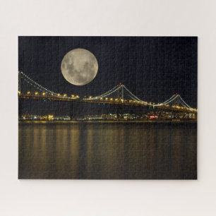 Volle maan boven de Bay Bridge Legpuzzel