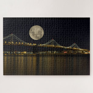 Volle maan boven de Bay Bridge Legpuzzel