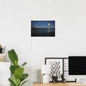 Volle maan boven het witte punt poster (Thuiskantoor)