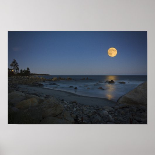 Volle maan boven het witte punt poster (Voorkant)
