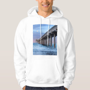 Volle maan boven pier, Californië Hoodie