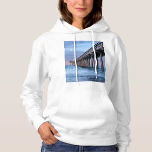 Volle maan boven pier, Californië Hoodie