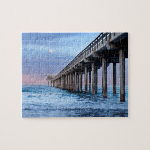 Volle maan boven pier, Californië Legpuzzel