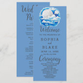 Volle Maan Celestial Sterren Blauw Huwelijksprogra (Voorkant / Achterkant)