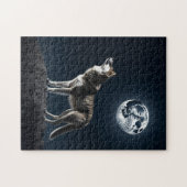 Volle Maan die op de Wolf Blank schijnt Legpuzzel (Horizontaal)