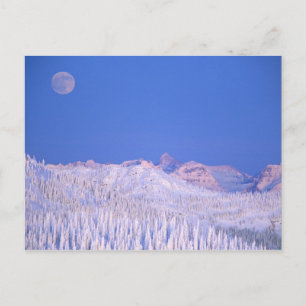 Volle maan die opkomt boven Glacier National Park Briefkaart