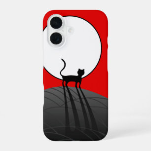 Volle maan en kat iPhone 16 hoesje
