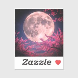Volle Maan en Kersenbloesems Uitnodiging – Elegant Sticker