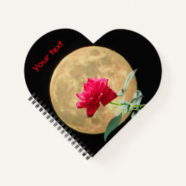Volle Maan en Volle Bloei Rode Roos Notitieboek