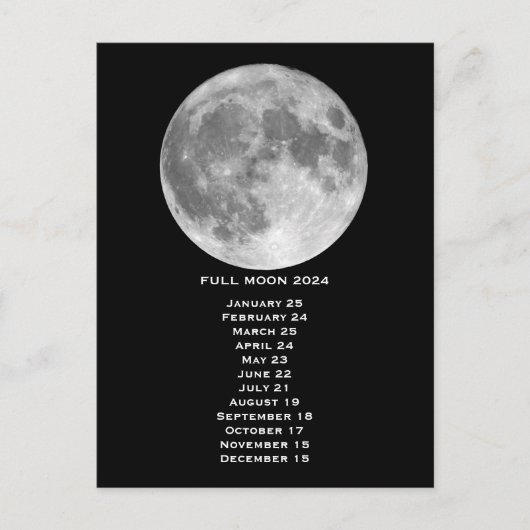 Volle Maan Fases 2024 Europa Datum Briefkaart (Voorkant)