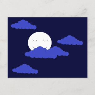 Volle maan glimlachen met wolken briefkaart