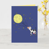 Volle Maan - Grappig Koe Maan Wenskaart Kaart (Gele Bloem)