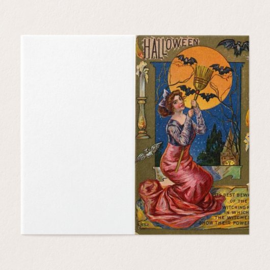 Volle maan Halloween heks Kaart (Buitenkant ongevouwen)