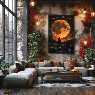 Volle Maan Halloween met Vleermuizen, Kaarsen, en  Poster