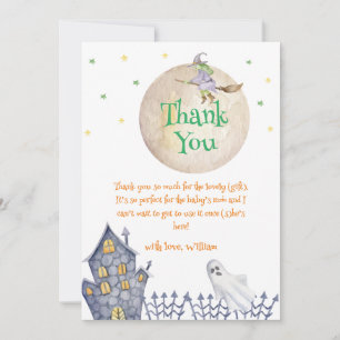 Volle maan heks spooky huis Baby shower Bedankkaart