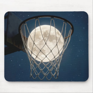 Volle Maan in een Basketbalnet Muismat
