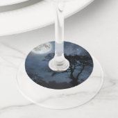 Volle Maan in een Sterrenhemel Wijnglaslabel (Dichtbij)