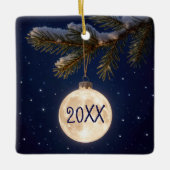 Volle maan kerstversiering keramisch ornament (Voorkant)