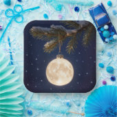 Volle maan kerstversiering papieren bordje (Feest)