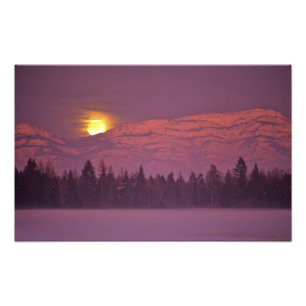 Volle maan komt op boven Teakettle Mountain tijden Foto Afdruk
