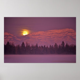 Volle maan komt op boven Teakettle Mountain tijden Poster