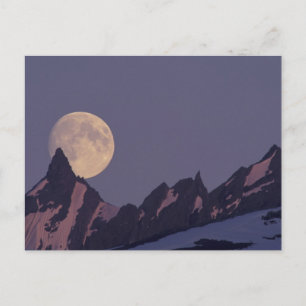 Volle Maan Komt Op Chugach Mountains Alaska Briefkaart
