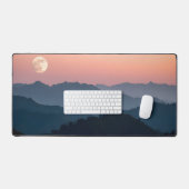 Volle Maan Mountain Desk Mat – Sunset Sky, rustig (Keyboard & Muis)