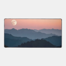 Volle Maan Mountain Desk Mat – Sunset Sky, rustig