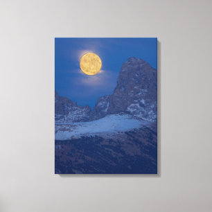 Volle Maan Opkomend Grand Teton Driggs, Idaho Canvas Afdruk